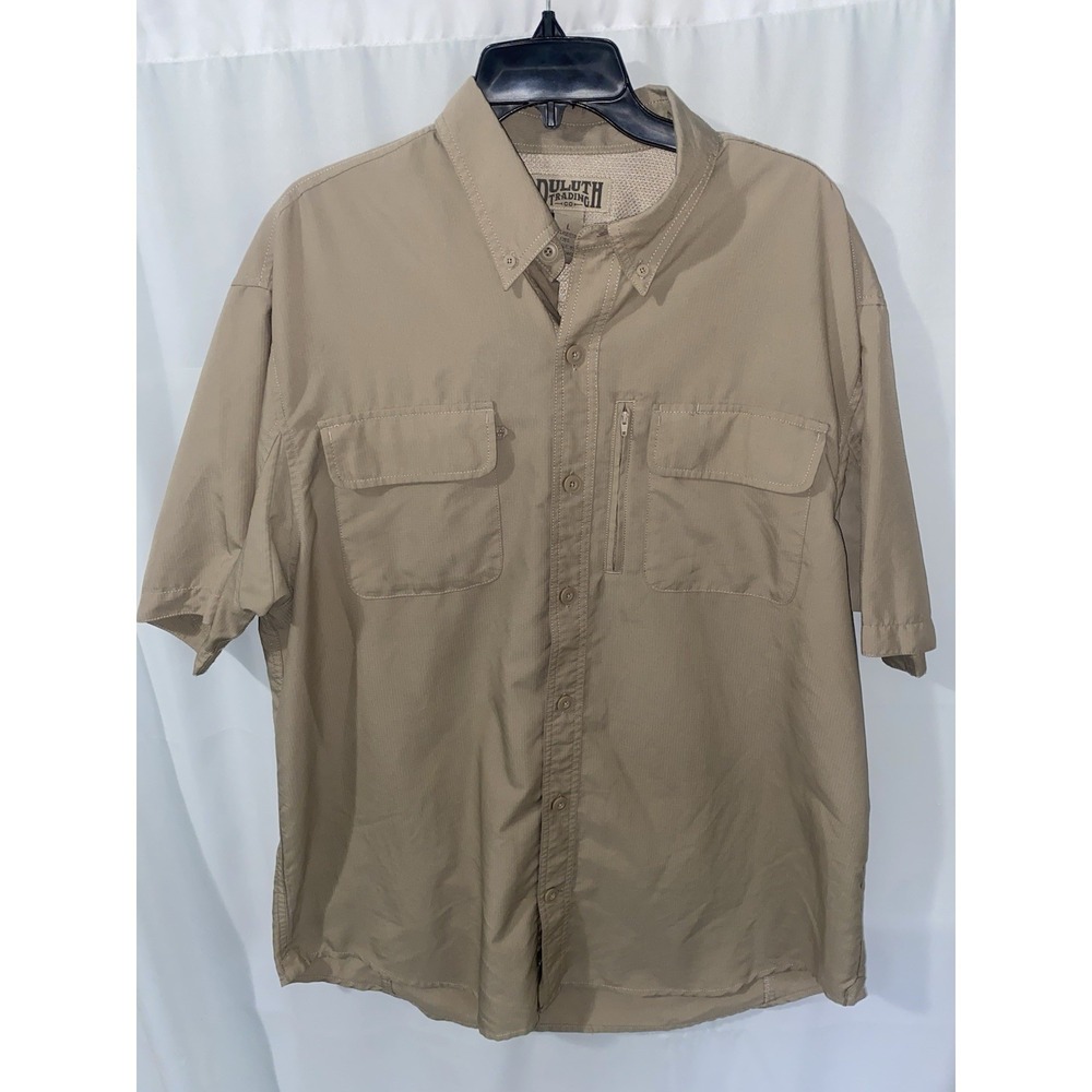 Duluth Trading Cool Plus Action Shirt Mens Large Short Sleeve Zip Pocket‎